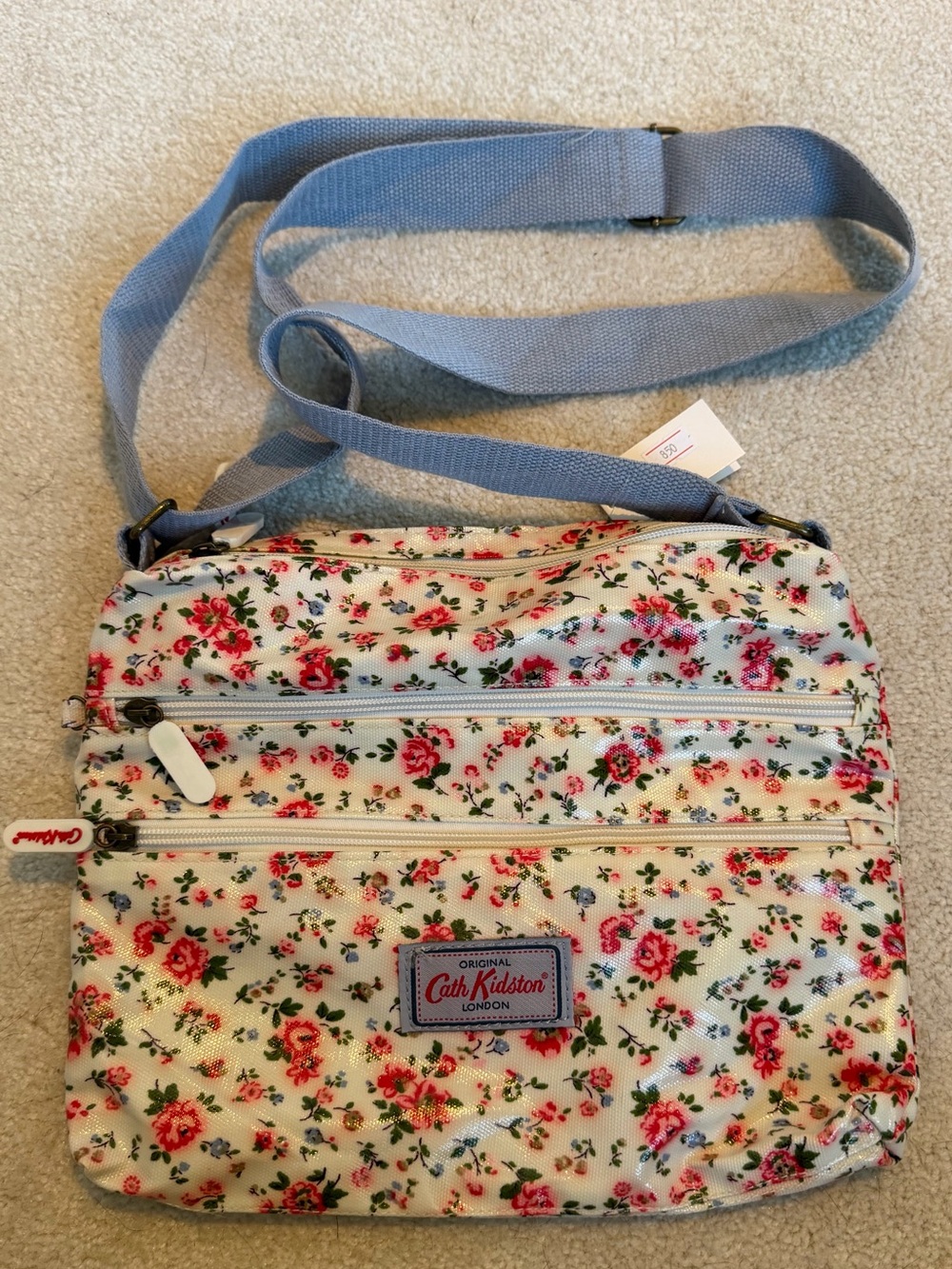 NWT Cath Kidston Floral Bag in Cream and Pink Adjustable Crossbody Strap
